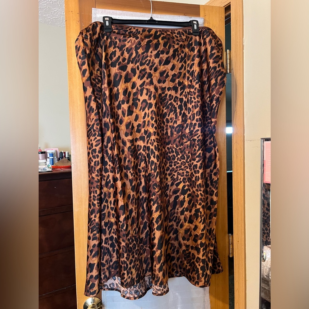 Leopard Print Silk Skirt